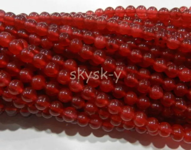 Wholesale 5 Strands 4mm Red Jade Jasper Round Gemstone Loose Beads 15''