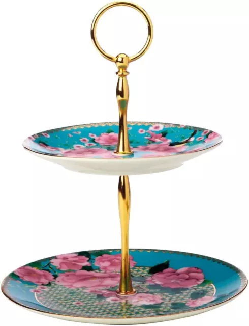 Maxwell & Williams Teas & C'S Silk Road 2 Tiered Cake Stand Aqua Gift Boxed