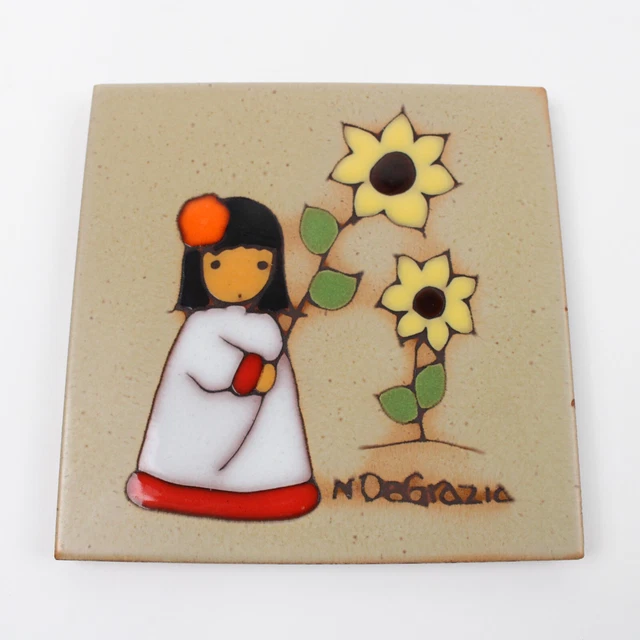 Vtg Ceramic Tile Trivet Wall Hanging of an Original Oil Painting by N. DeGrazia