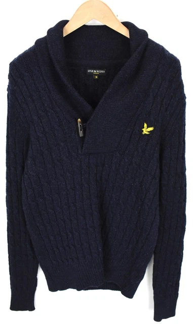 Lyle & Scott Maglione Uomo Medio Lambswool Treccia Doppia Scialle Alternare
