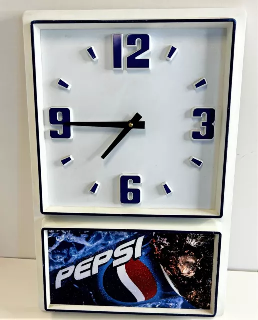 Vintage Pepsi Hanging Wall Clock Sign Advertisement 18" x 12"
