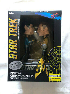 Star Trek Amok Time  Ent. Earth Con Excl Kirk Vs Spock Bobble Head New In Box