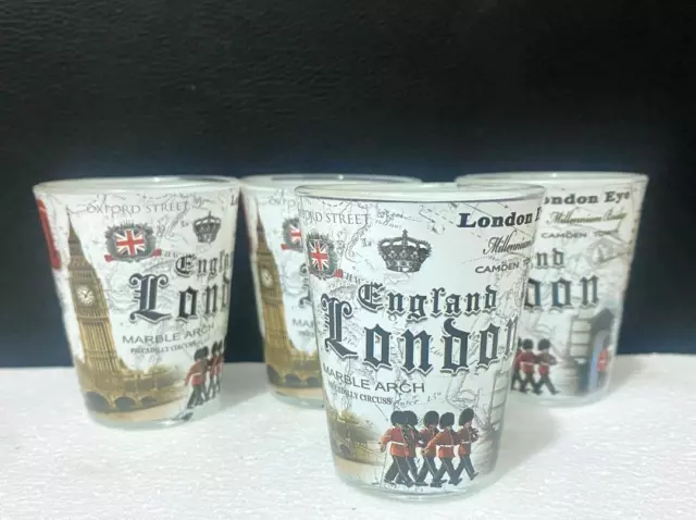 4Pcs Shot Glasses London Souvenir Scenes and Icons -London Collectable Souvenir- 2