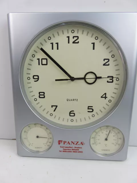 orologio da parete pubblicitario PANZA TRAVI LAMELLARI stazione barometrica di