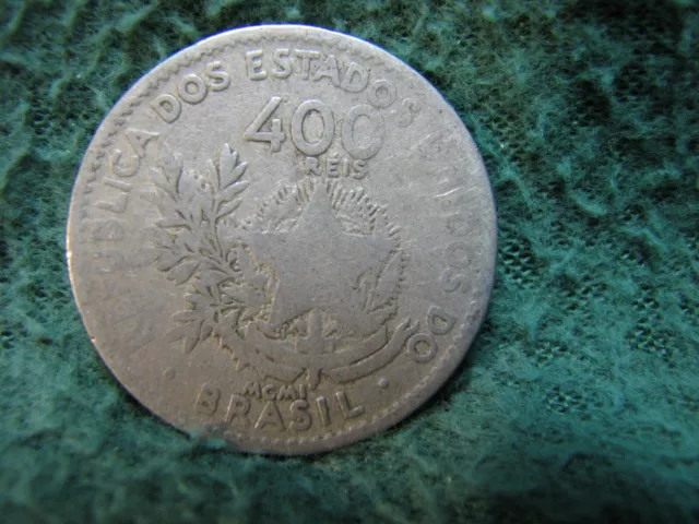 Brazil  400 Reis  SILVER Coin  As Shown  Nice Silver Coin