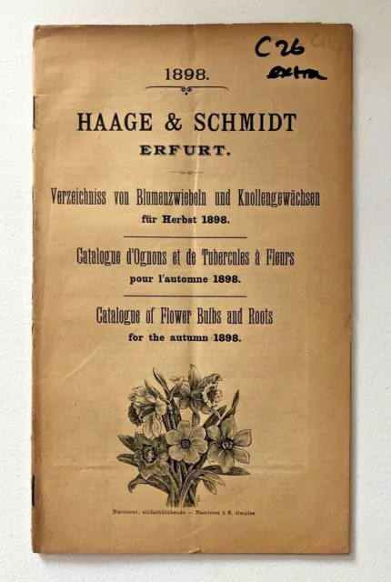 Haage & Schmidt Catalogue d'Ognons et de Tubercules à Fleurs 1898