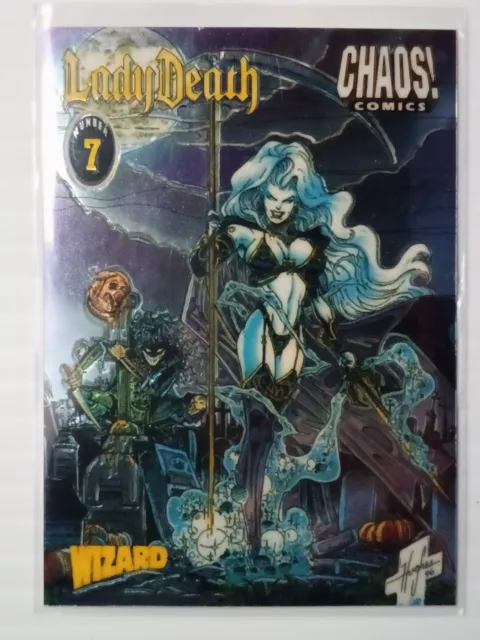 WIZARD: Lady Death (#7 Promo Chromium Trading Card) 1997 Chaos! Comics.