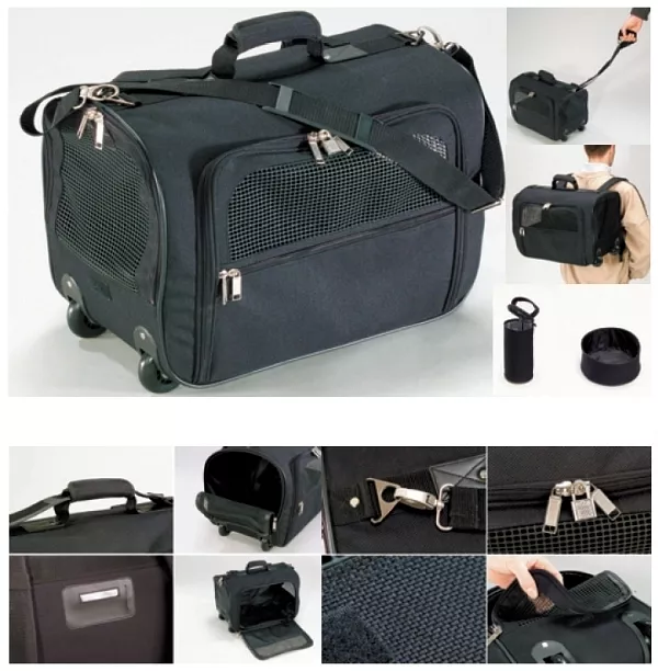 Sac en nylon noir Pets on Tour Deluxe Dog Travel / caisse de transport