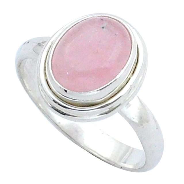 Hand Carved 4.09cts Solitaire Natural Rose Quartz Ring Jewelry Size 8 U56634