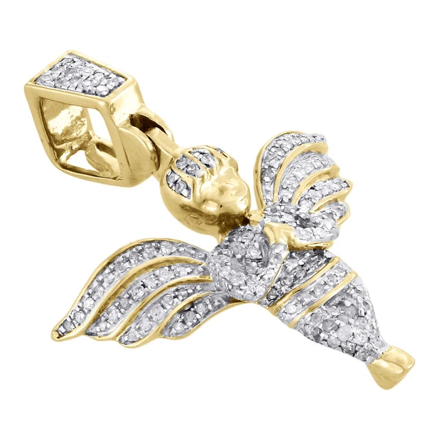 10k Yellow Gold Plated Diamond Praying Simulated Hand Rosary  Pendant  2.30Ct
