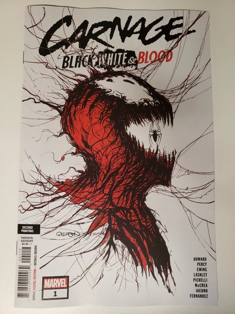 Carnage Black White & Blood #1 Marvel 2021 Gleason 2nd Print Variant 9.6 NM+
