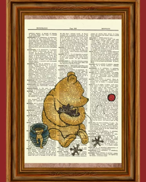 Winnie the Pooh Dictionary Art Print Picture Poster Classic Jacks Vintage Book