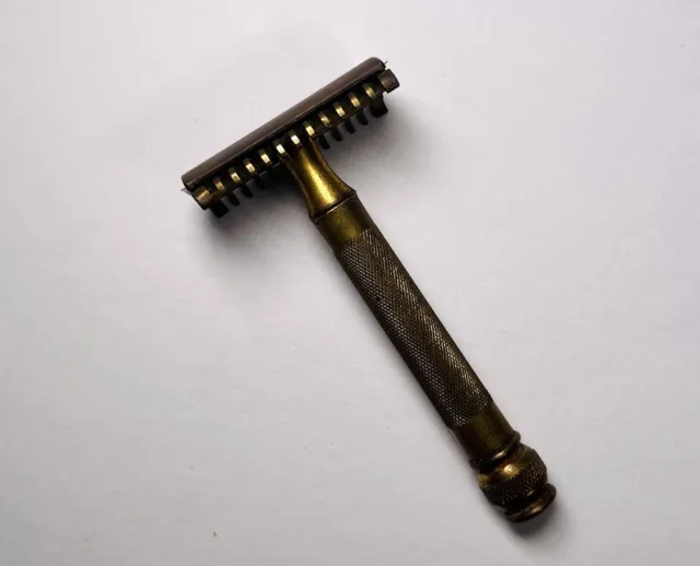 Vintage Gillette Otto Roth Safety Razor Gold Bronze Tone 1930s Made In USA
