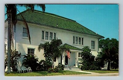 Bradenton FL-Florida, Woman's Club, US Flag, Street View, Vintage Postcard