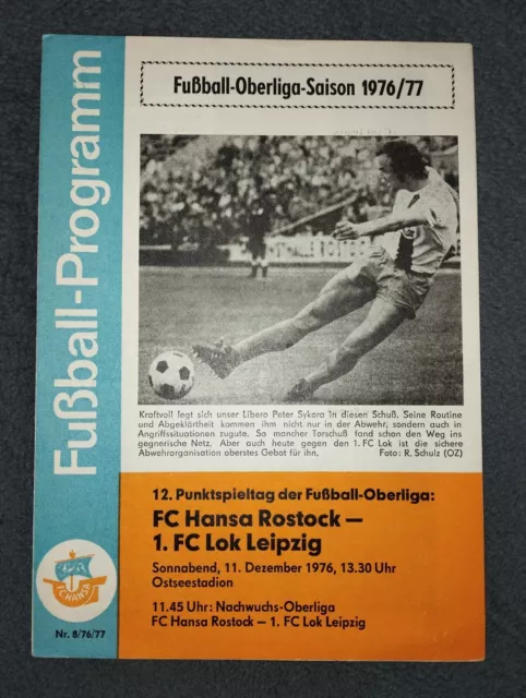 Programm FC Hansa Rostock - 1.FC Lokomotive Leipzig / Oberliga 76/77