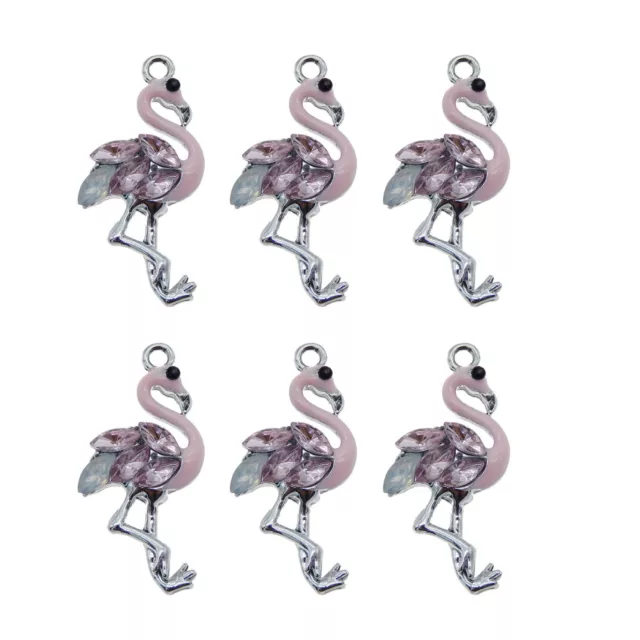 10 Stk Mehrfarbig Emaille Legierung Flamingo Vogel Anhänger Charme Schmuck Kunst