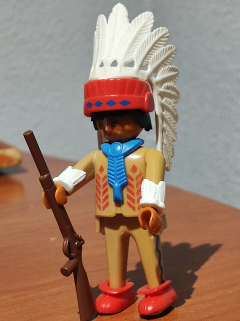 Set Playmobil Vintage Western Indiens 3395 - Année 1989, Avec Chef, Chevaux, Tipi - Occasion