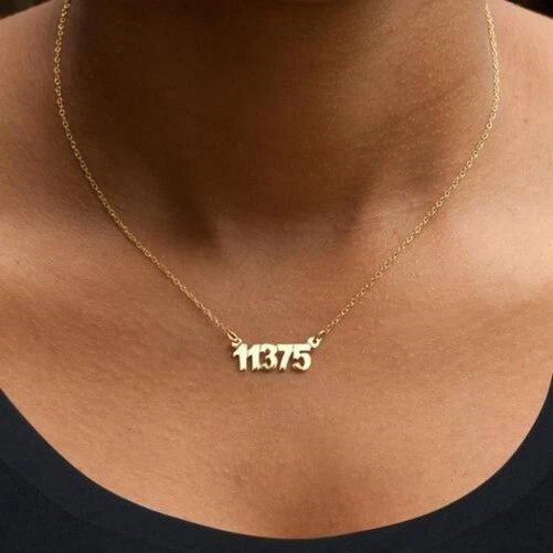 Oro Giallo Argento Sterling Zip Codice Numero Collana Ogni Disponibile Regalo
