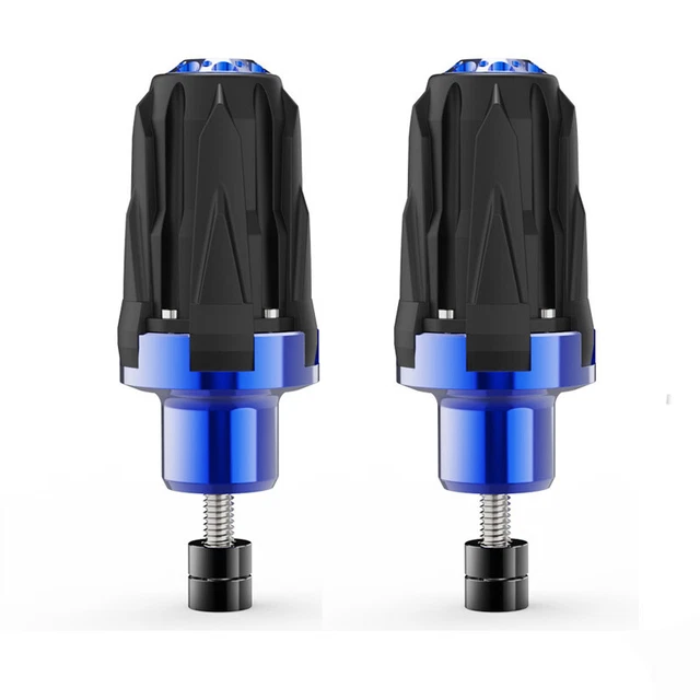 2×CNC Motorcycle M10 Frame Anti-falling Protector Ground Crash Slider Cover Blue