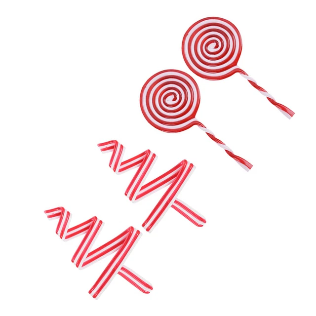 4 Pcs Lollipop Charm Christmas Peppermint Ornaments Dessert Candy Stick Wedding