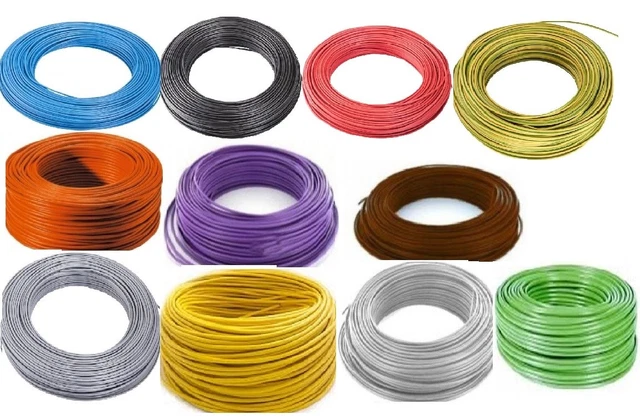 FIL ÉLECTRIQUE SOUPLE HO5/7-VK 0,5-0,75-1-1,5-2,5 mm² 5-10-15-20 m 11  Couleurs EUR 4,55 - PicClick FR