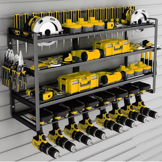 Power Tool Organizer 8 Drill Holder Wall Mount 4 Layers Garage Storage Rack NEW