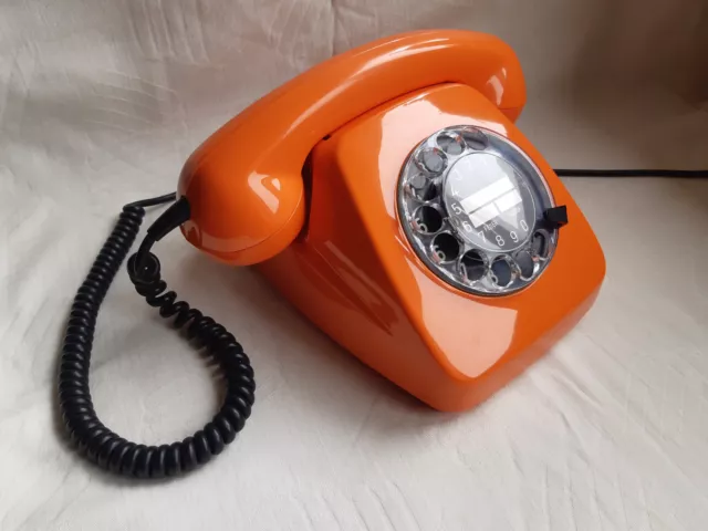 Vintage 70er Telefon Wählscheibe Orange FeTAp 611-2 SEL 10.1975 Top+Funktion