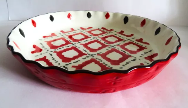 Dutch Wax By Coastline Imports Large Fluted Flan Pie Baking Pizza Dish Ceramic