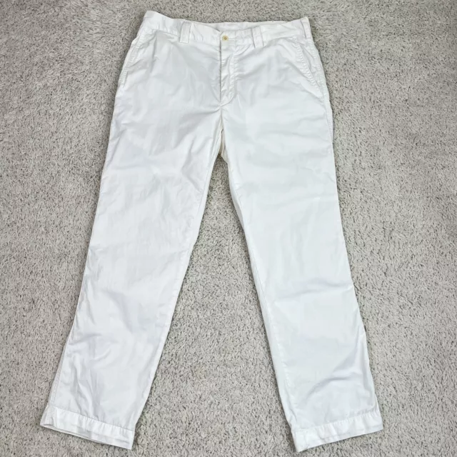 Polo Ralph Lauren Pants Mens 32x30 White Cotton Flat Front Suffield Chino