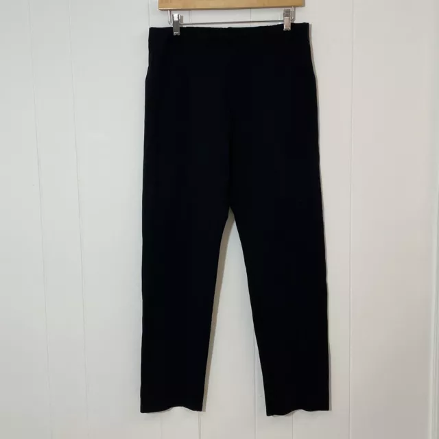 Eileen Fisher Ponte Knit Pants Women's M Black Stretch Straight Leg Pull On