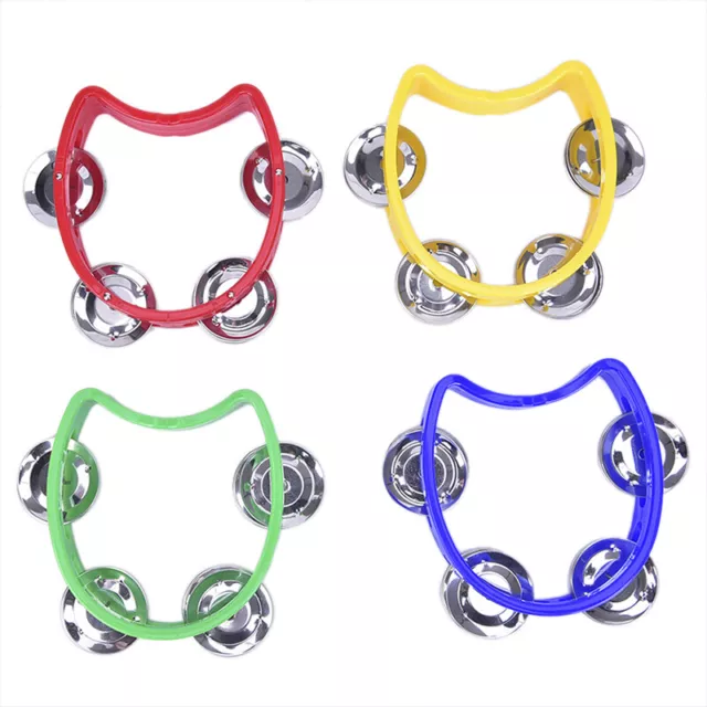 Hand Held Tambourine Metal Bell Plastic Percussion for KTV Party Kid Game Toy HJ