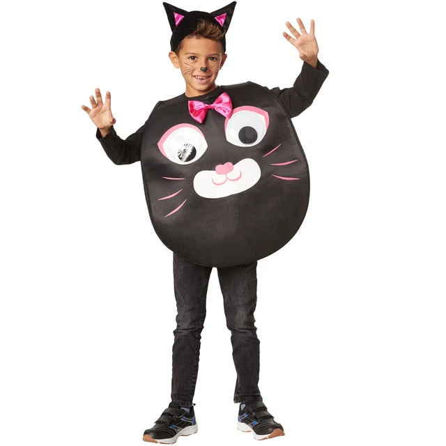 Costume Bambini Gatto Felino Micino Animale Occhi Mantello Carnevale Halloween n