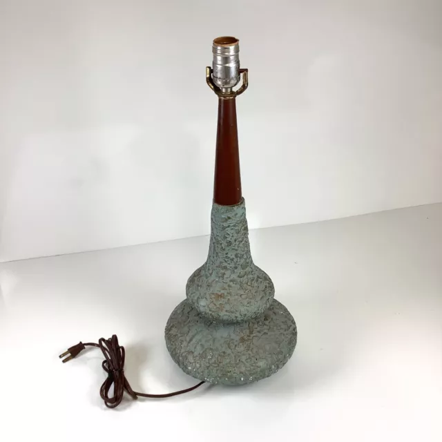 Vtg 50s/60s Plasto Lamp Mid Century Modern Genie Bottle MCM Plaster Wood BOHO