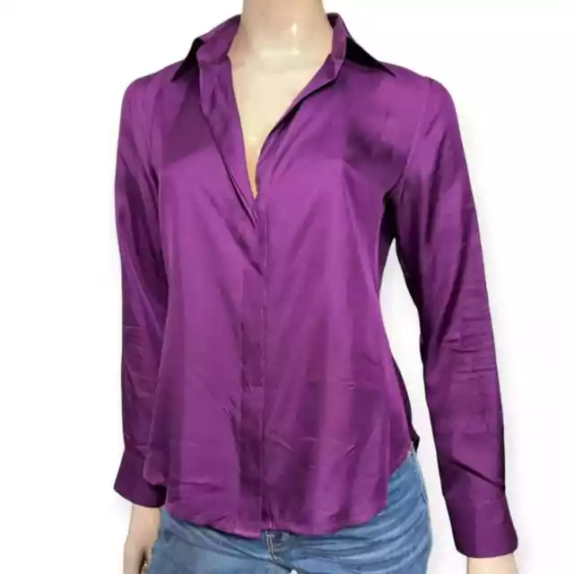Carolina Herrera Women’s Size 8 Purple Plum Silk Button Down Shirt