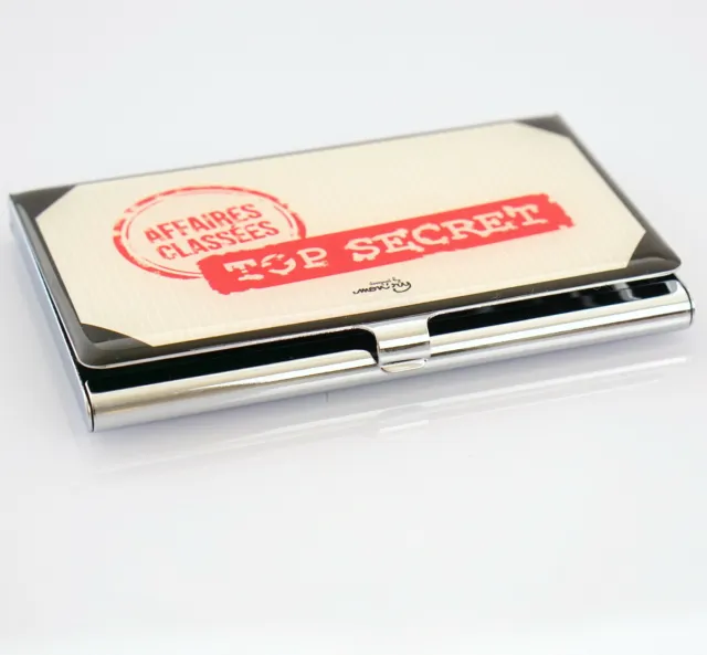 Visitenkarten Halter Business Card Box Metall Visitenkartenetui Top Secret dlp