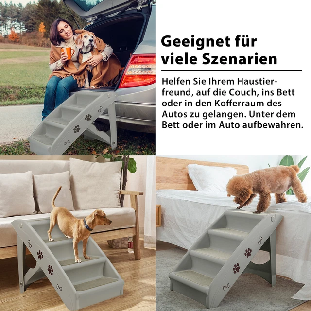 Hundetreppe, 4 Stufen Haustiertreppe, klappbar, Steighilfe für Auto Katzentreppe 8