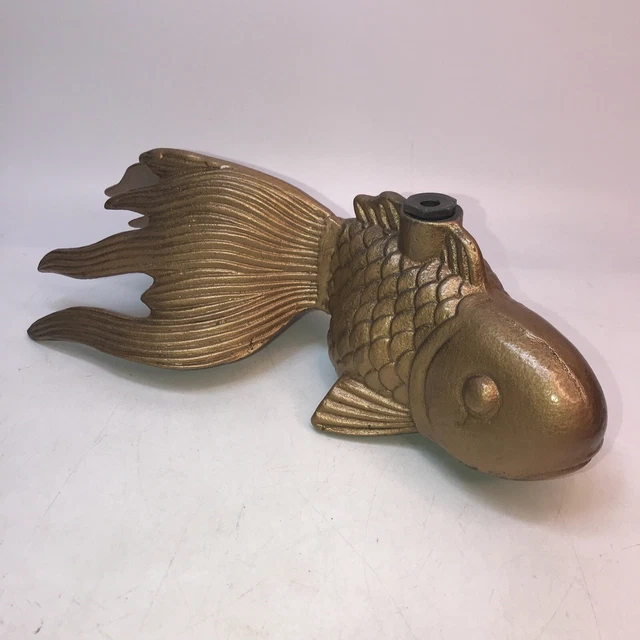 Vintage Heavy Bronze Cast Iron Koi Fish  Figural Lawn Water Sprinkler Garden