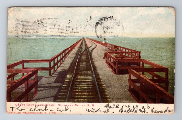 Great Salt Lake UT-Utah, Southern Pacific Railroad, Vintage c1906 Postcard