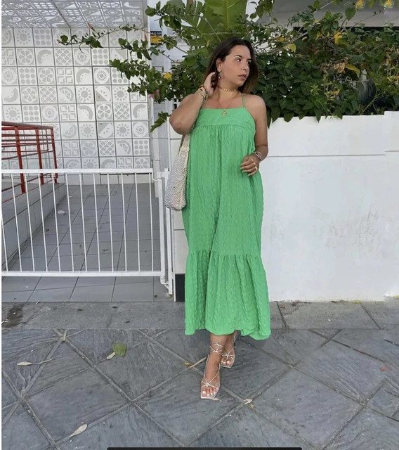 knee length dresses for ladies ZARA. White textured midi dress. TM  Hibuy market