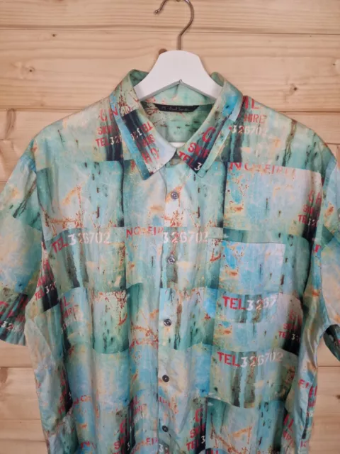 PS by Paul Smith Mens Blue Short Sleeve Shirt All Over Print Shirt Large *RARE* 2