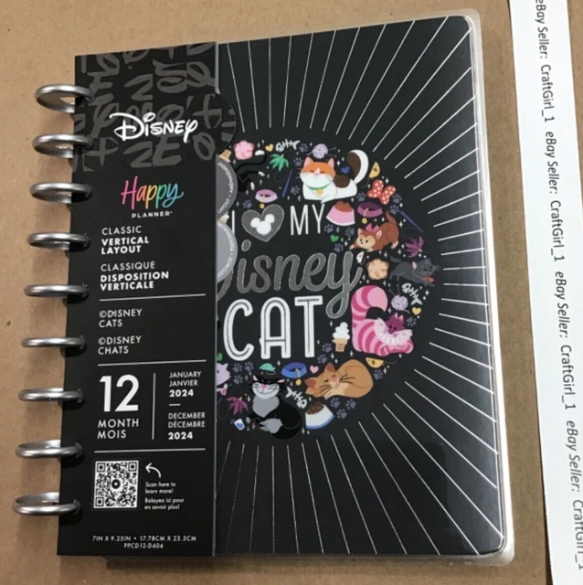 NEW! HAPPY PLANNER 2024 Disney CATS Classic VERTICAL 12Month Planner