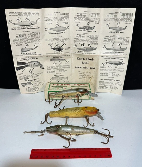 Vtg Creek Chub CCB Co Pikie Wood Fishing 2608 Lure Lot Box Glass Eyes Restore Vtg Creek Chub CCB Co Pikie Wood Fishing 2608 Lure Lot Box Glass Eyes Restore