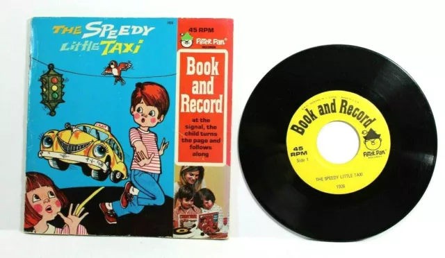Vintage The Speedy Little Taxi Book & Record 45 RPM 1960s Peter Pan Records