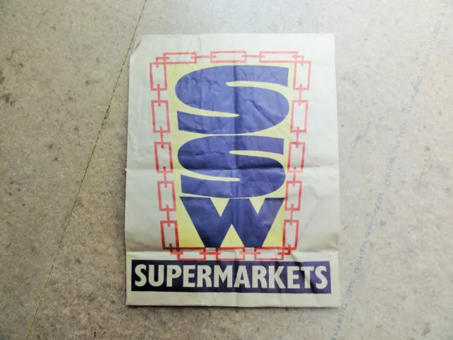 RARE 1970s/80s  SSW SUPERMARKETS PAPER BAG. SAME BOTH SIDES. E.C. 2