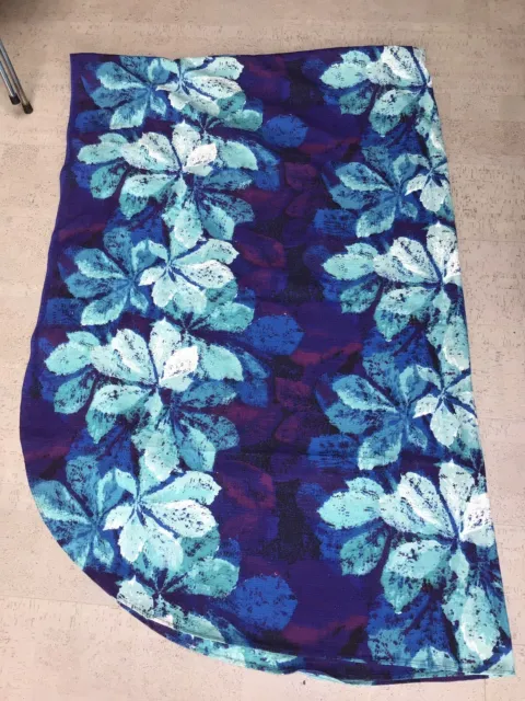 Vintage 1950er Jahre Baumwolle Rinden Tuch Stoff lila blau riesige Blume 175cm x 260cm