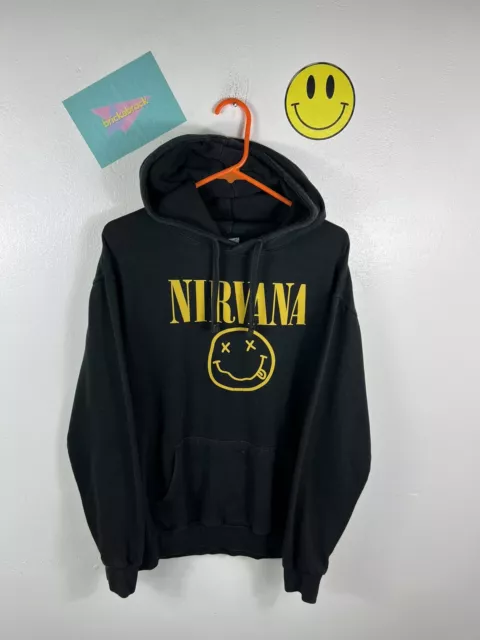 Mens Nirvana Band Hooded Sweatshirt Top Large Rock Indie Music Hoodie