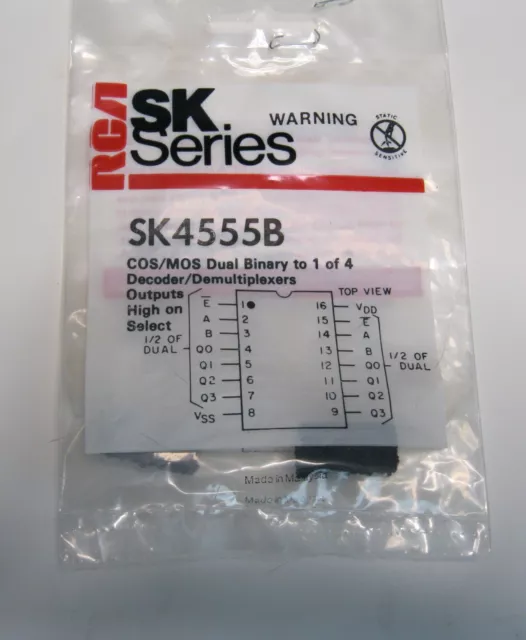 RCA SK4555B - Dual Binary to 1 of 4 Decoder/Demultiplexer  IC, NOS