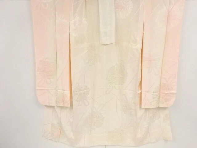 81941# Japanese Kimono / Antique Hitoe Juban For Furisode / Woven Floral Kusudam
