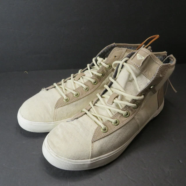 VINTAGE Roxy Womens Cora Canvas High Top zipper heel shoe sneaker size 10 lined