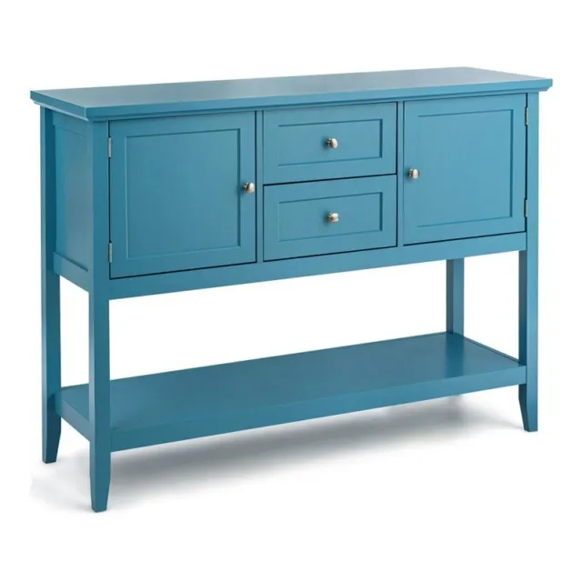 Costway MDF and Pine Wood Sideboard with Drawers & Storage Cabinets in Blue